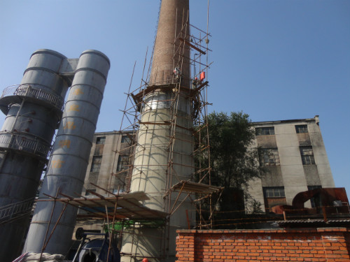 砖烟囱套壳加固